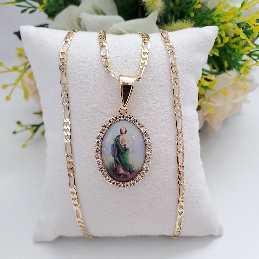 St Jude Crystal Gold Plated Necklace